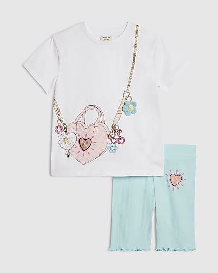 Mini Girls White Bag T-Shirt Set