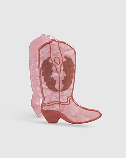 Girls Pink Cowboy Boot Hair Claw Clip