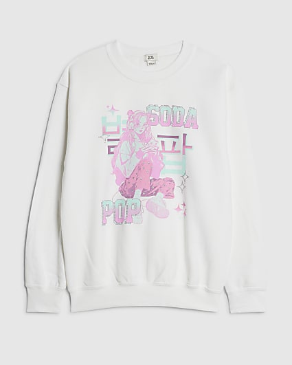Girls White Soda Pop Girl Cropped Sweatshirt