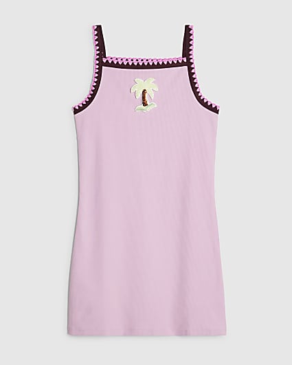 Girls Purple Whipstitch Cami Dress