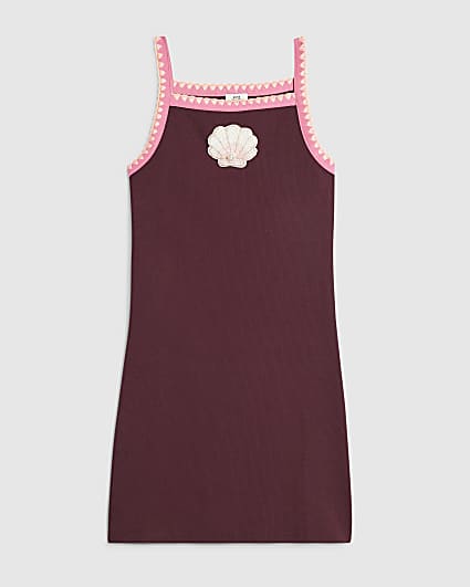 Girls Red Whipstitch Cami Dress
