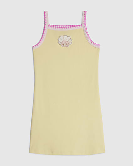 Girls Yellow Whipstitch Shell Fish Cami Dress