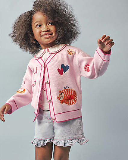 Mini Girls Pink Tiger Cardigan