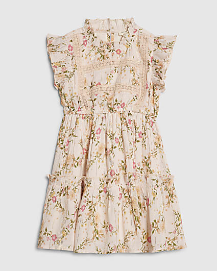 Mini Girls Pink Floral Frill Dress