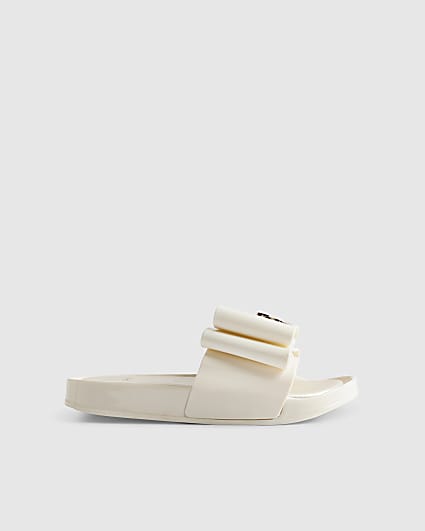 Girls Cream Bow Sliders