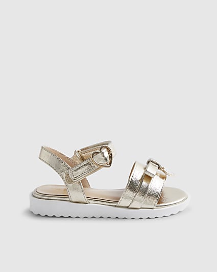 Mini Girls Gold Bow Sandals
