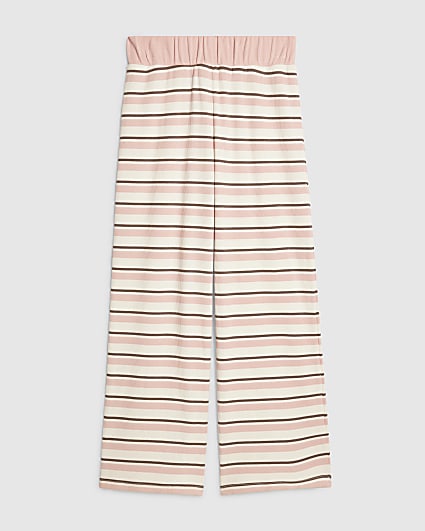 Girls Pink Striped Wide Leg Trousers