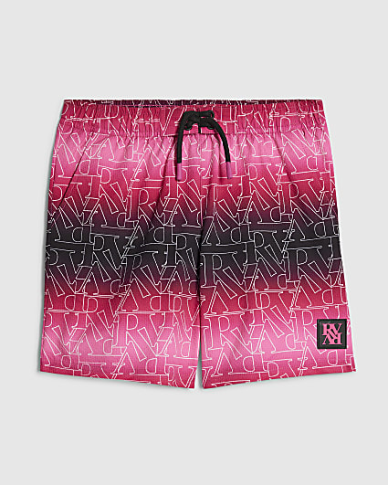 Boys Pink Monogram Ombre Swim Shorts