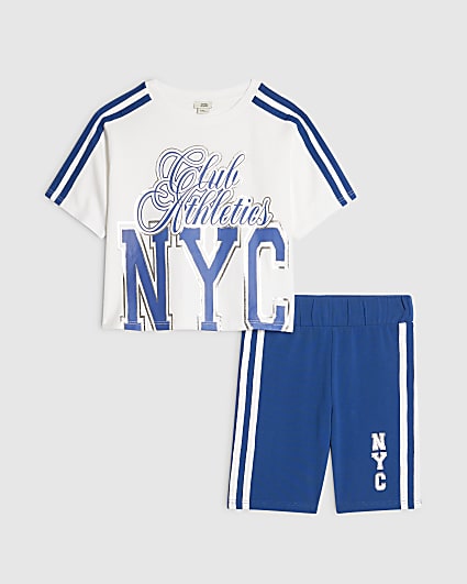Girls White Cycling Shorts Set