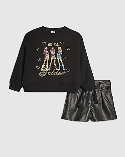 Girls Black Golden Girls Sweatshirt Set