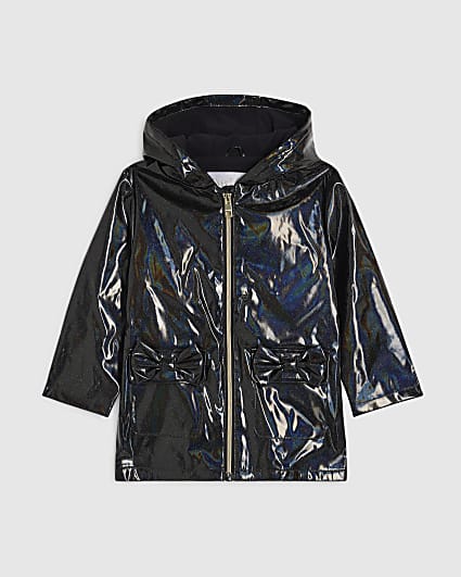 Mini Girls Black Glitter Rainmac