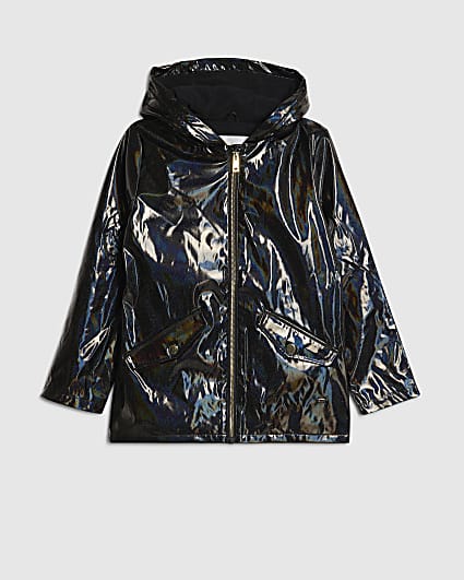 Girls Black Glitter Rainmac
