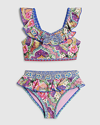 Girls Purple V Neck Bikini