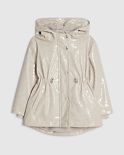 Mini Girls Cream Leopard Rainmac
