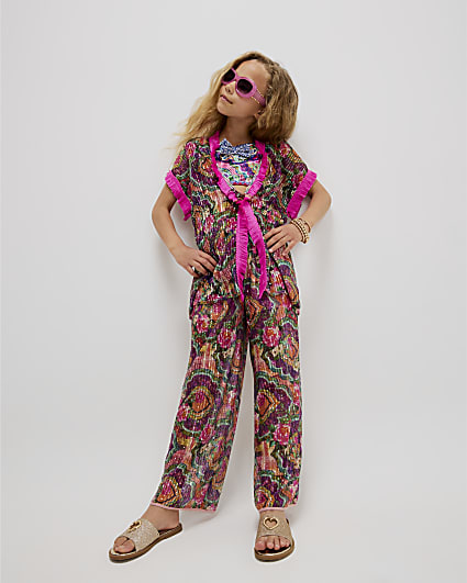 Girls Purple Sequin Trousers