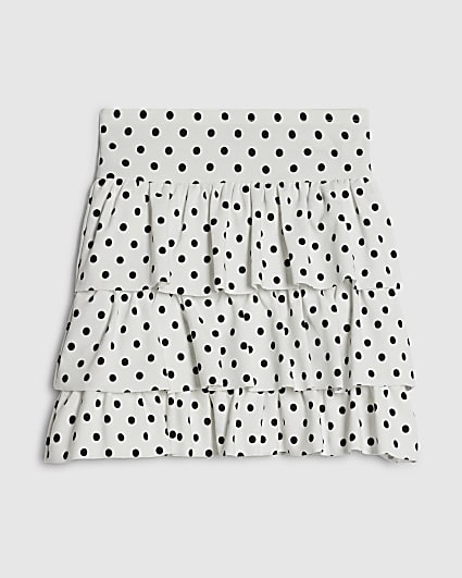 Girls White Polka Dot Rara Skirt