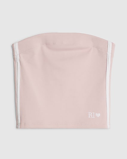 Girls Pink Side Stripe Bandeau Top