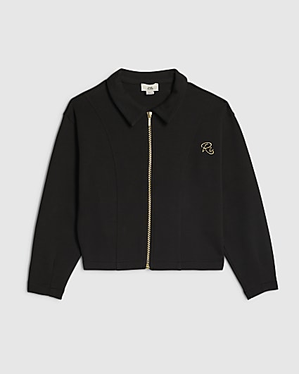 Girls Black Zip Through Jacket