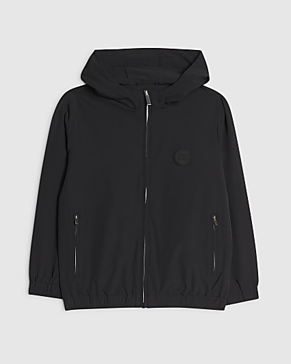 Boys Black Hooded Tech Jacket
