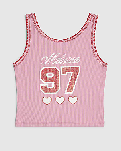 Girls Pink Number 97 Tank Top