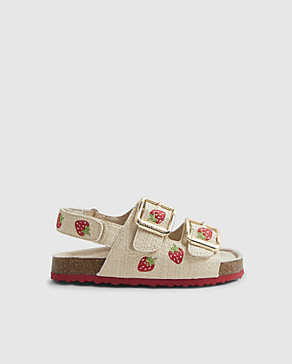 Mini Girls Red Strawberry Footbed Sandals