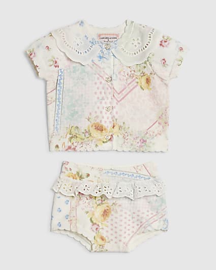 Baby Girls Floral Patchwork Knit Set