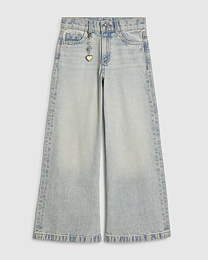 Girls Blue Wide Leg Jeans