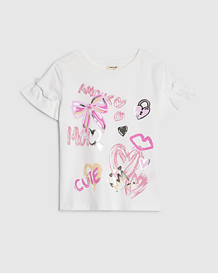 Mini Girls White Graffiti T-Shirt