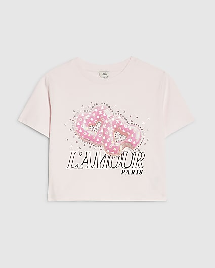 Girls Pink L'amour Donut Crop Top