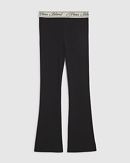Girls Black RI Flared Leggings