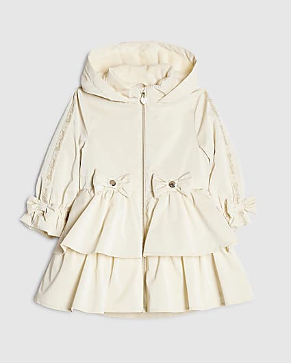 Mini Girls Cream Frill Bow Rainmac