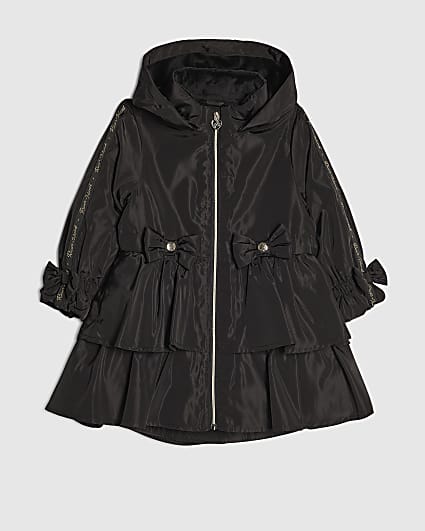 Mini Girls Black Frill Bow Rainmac