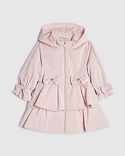 Mini Girls Pink Frill Bow Raincoat