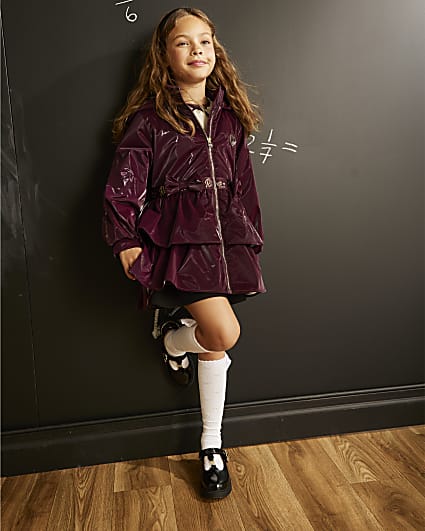 Girls Red Frill Bow Rainmac