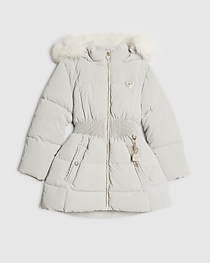 Girls Grey Hooded Padded Coat