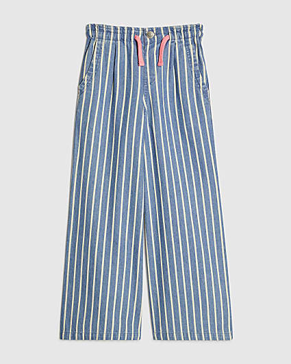 Girls Stripe Wide Leg Jeans