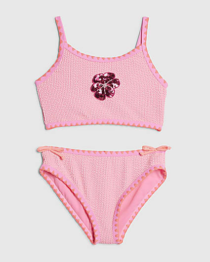 Girls Pink Bow Bikini Set