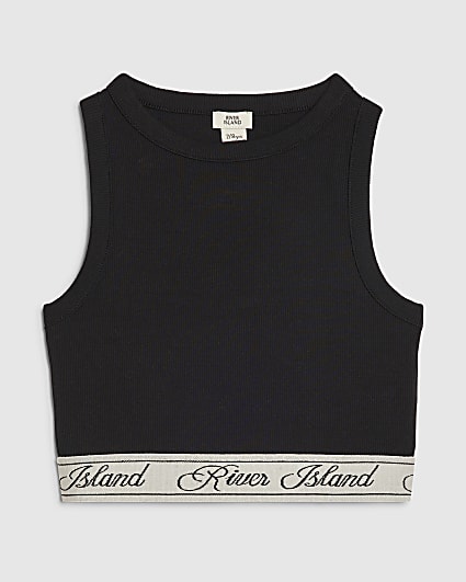 Girls Black Script RI Tank Top