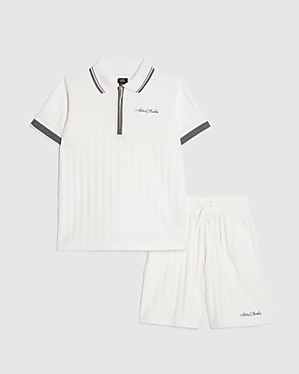 Boys White Polo Shirt And Shorts Set