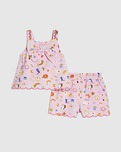 Baby Girls Pink Icon Bow Cami Set