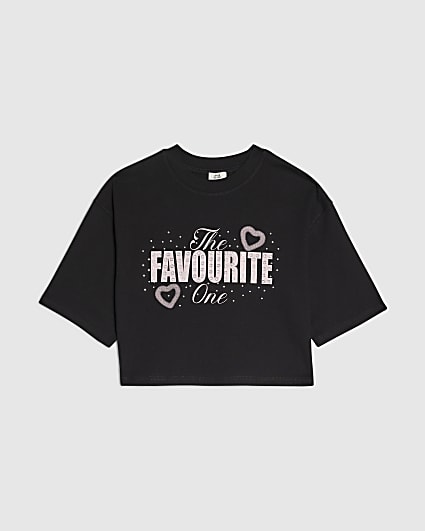 Girls Black The Favourite One Crop T-Shirt