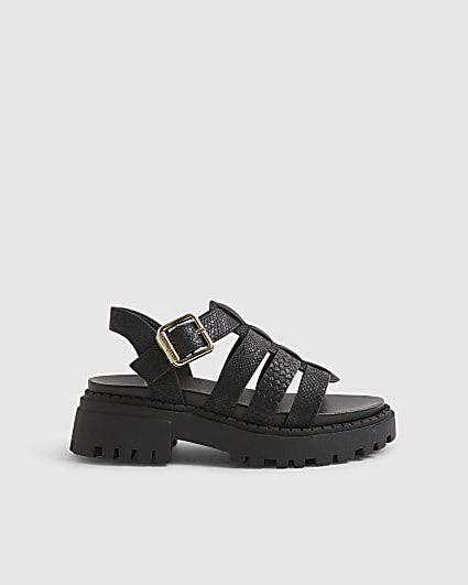 Girls Black Heeled Sandals