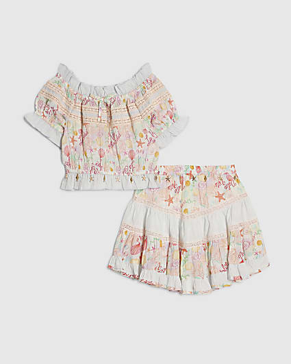 Girls Blue Under The Sea Skirt Set