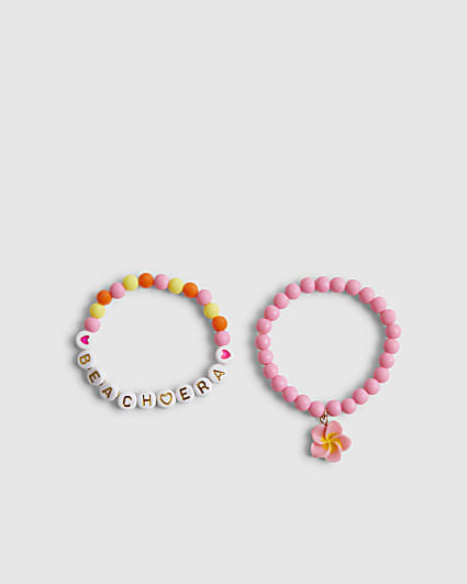 Girls White Hibiscus Bracelet Set