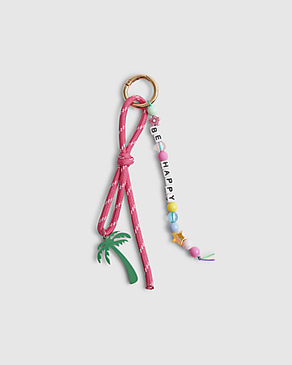 Girls Pink Palm Tree Cluster Bag Charms