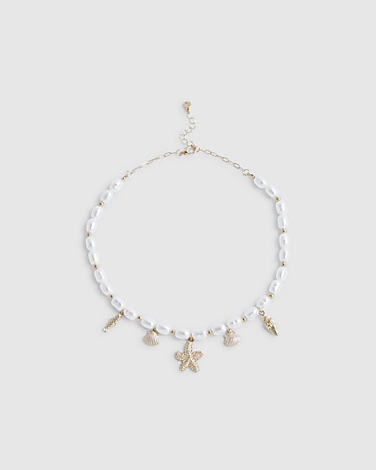 Girls White Pearl Charm Bracelet