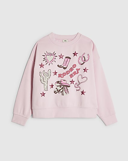 Girls Pink Rodeo Era Sweatshirt