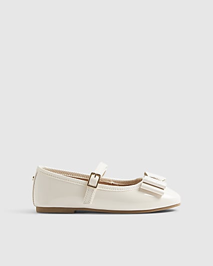 Girls Cream Bow Ballet Shoes