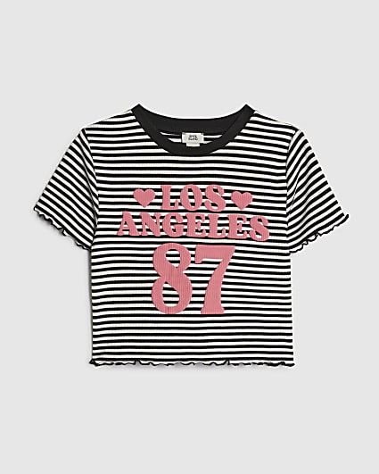 Girls Black Stripe Los Angeles 87 T-Shirt