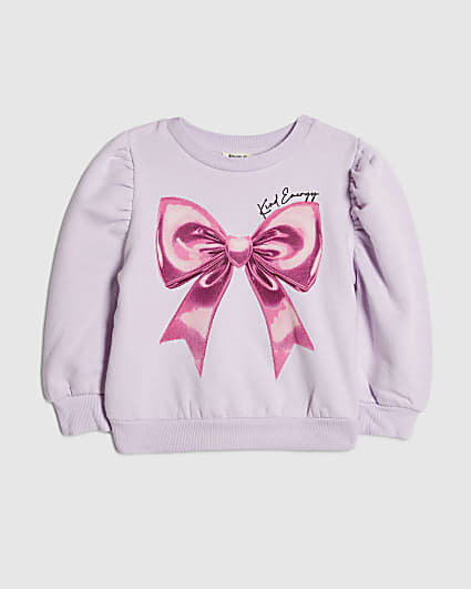 Mini Girls Purple Bow Sweatshirt